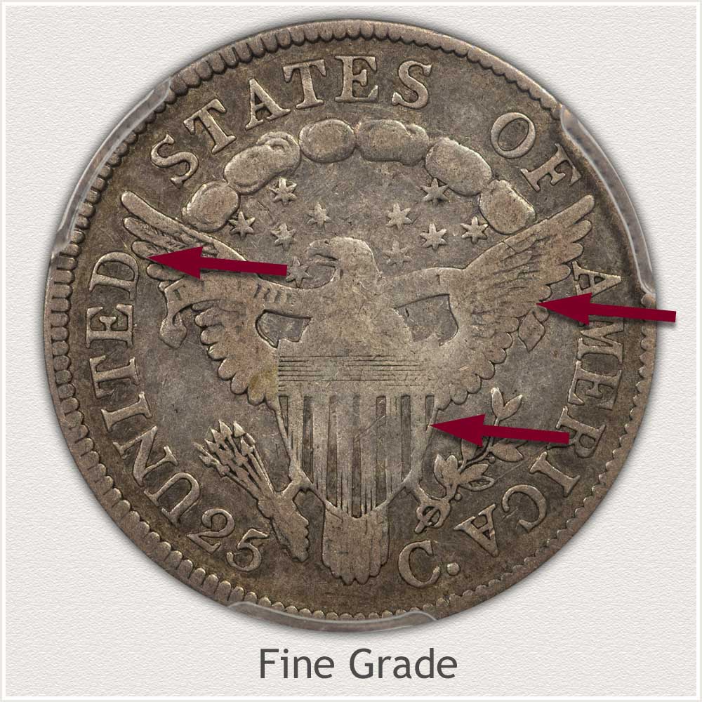 Reverse View: Fine Grade Bust Quarter