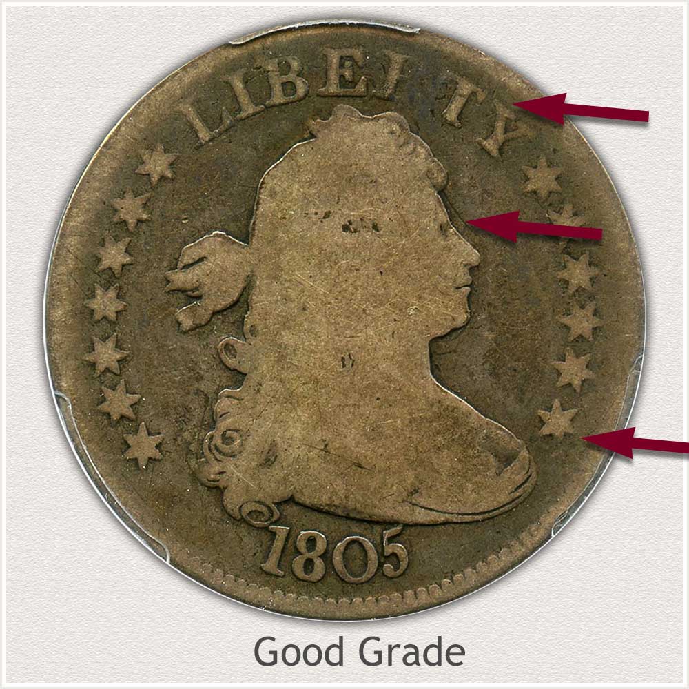 Obverse View: Good Grade Bust Quarter