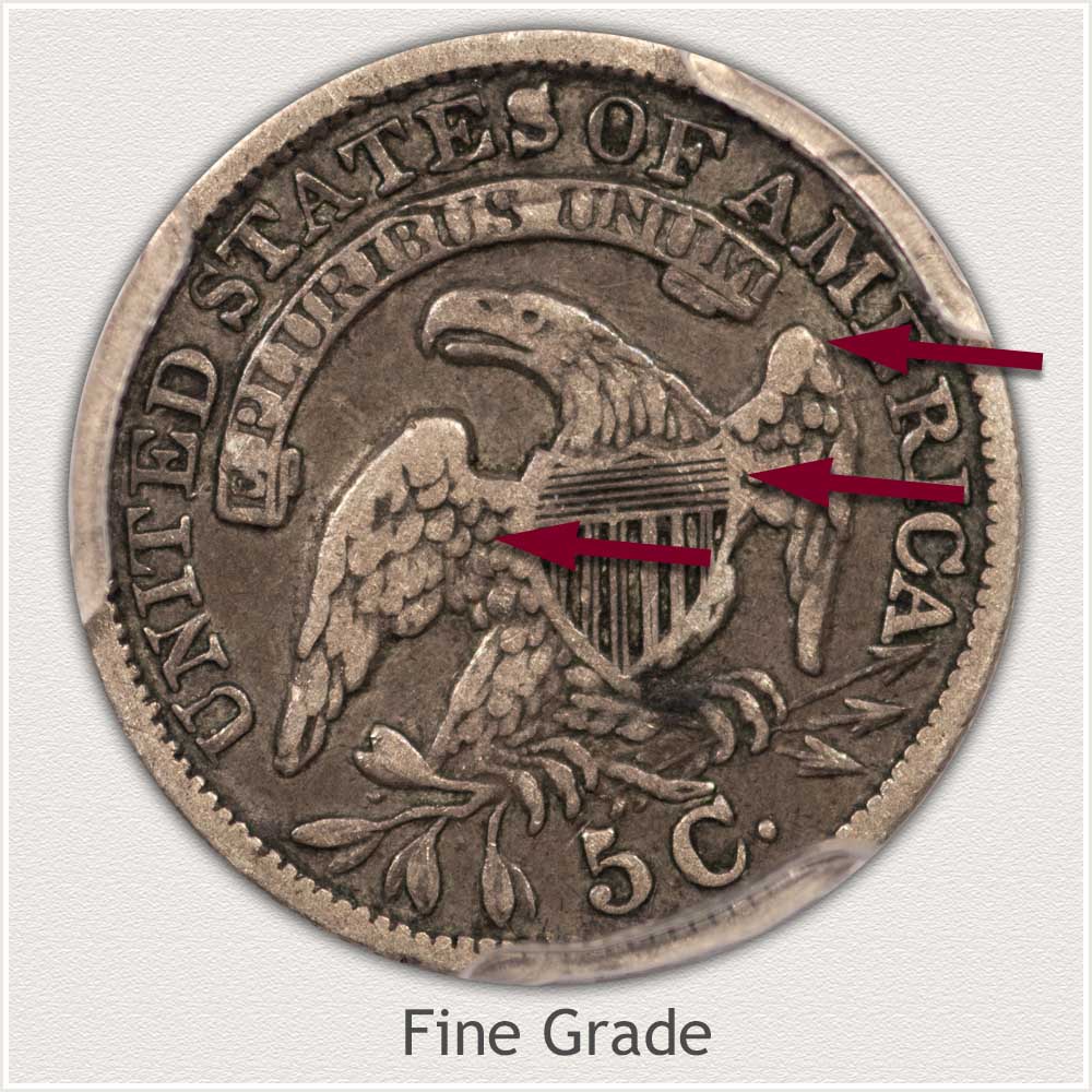 Reverse View: Fine Grade Capped Bust Half Dime