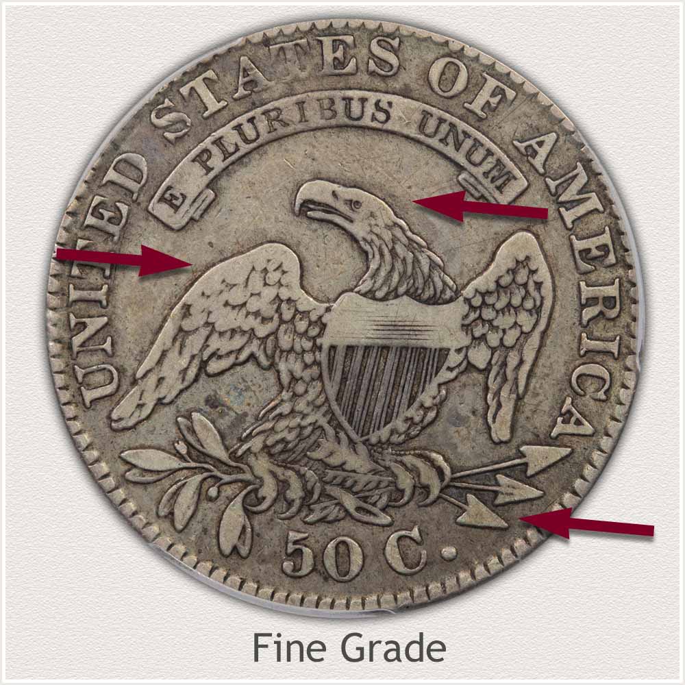 Reverse View: Fine Grade Capped Bust Half Dollar