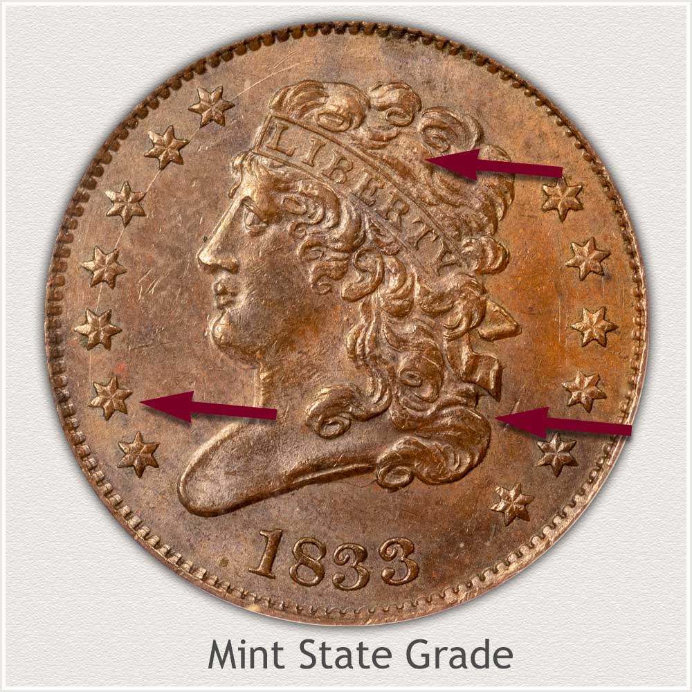 Obverse View: Mint State Grade Classic Head Half Cent
