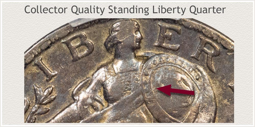 Close-Up View of Collector Quality Standing Liberty Quarter