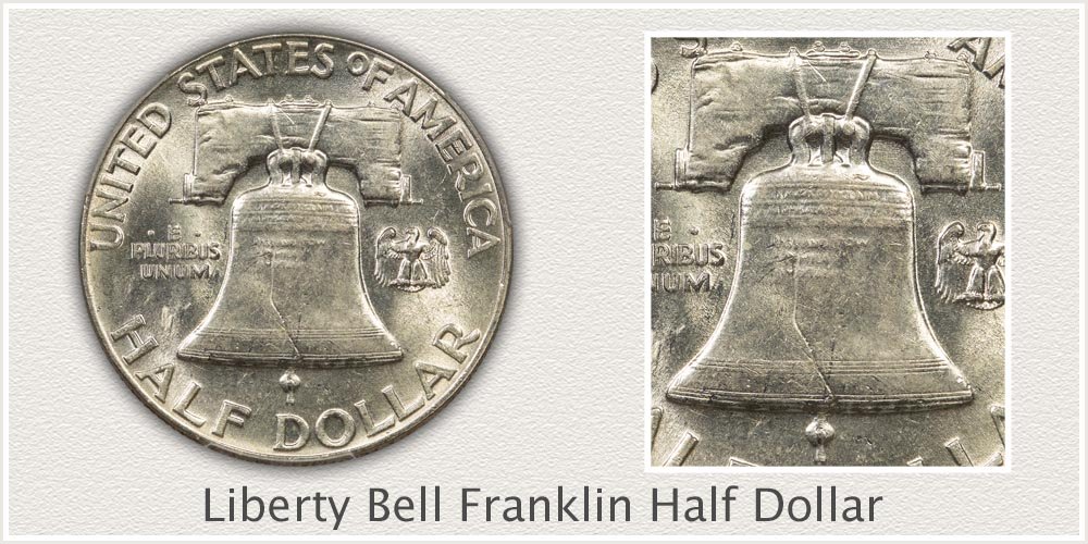 Close-Up Liberty Bell Reverse Franklin Half Dollar