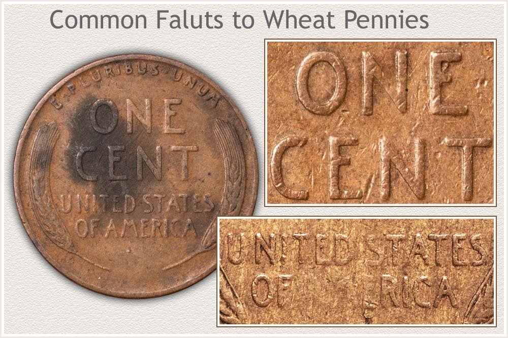 Discoloration, Large Marks, and Soft Strikes Lower Eye Appeal and Value to Wheat Penny Collectors