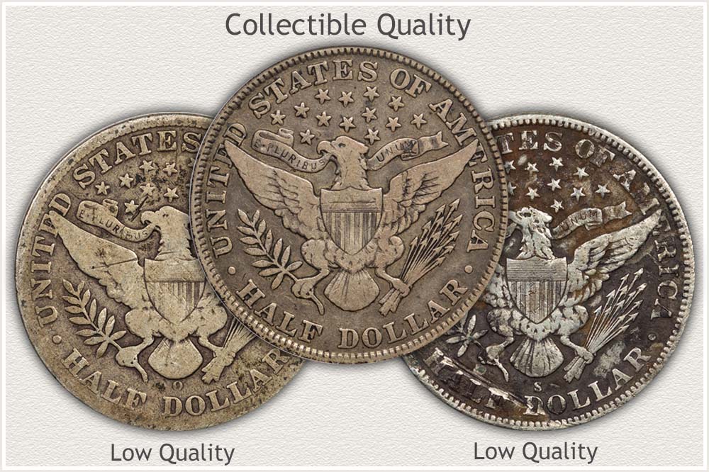 Barber Half Dollars Nice Quality Compared to Damage Surfaces