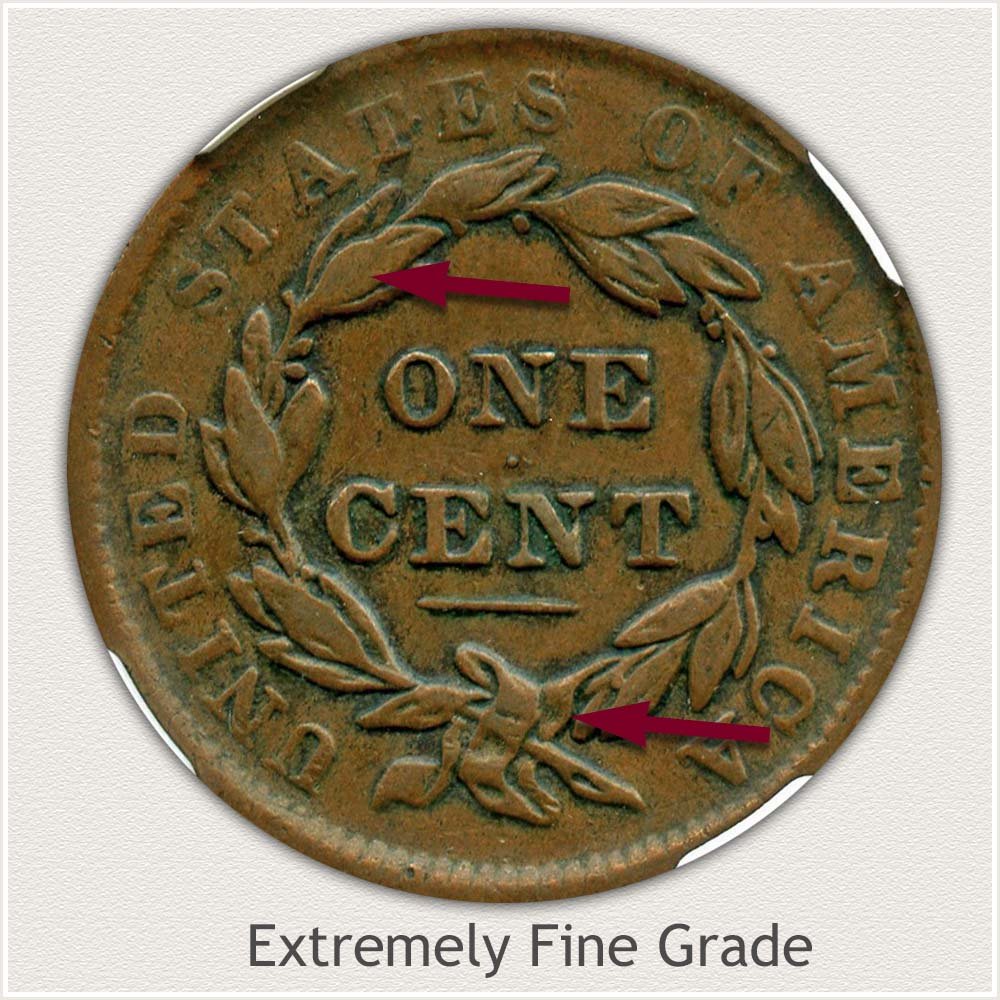 Reverse View: Coronet Head Large Cent Extremely Fine Grade