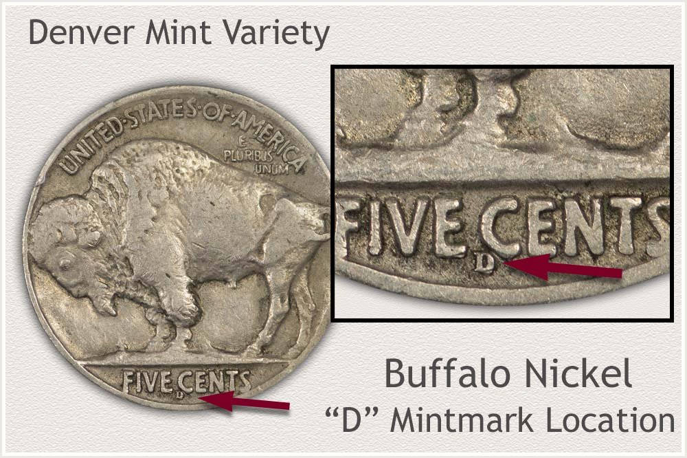 D Mintmark Location on a Buffalo Nickel