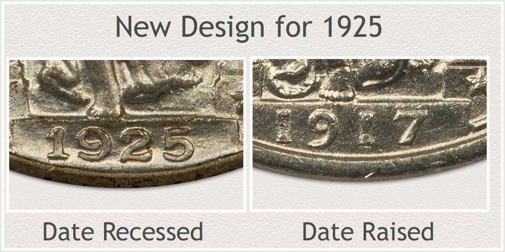 Examples of Raised and Recessed Date Standing Liberty Quarters