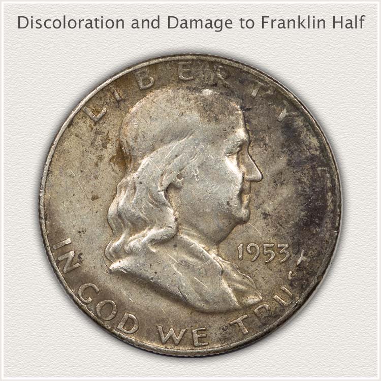 Discolored Franklin Half Dollar