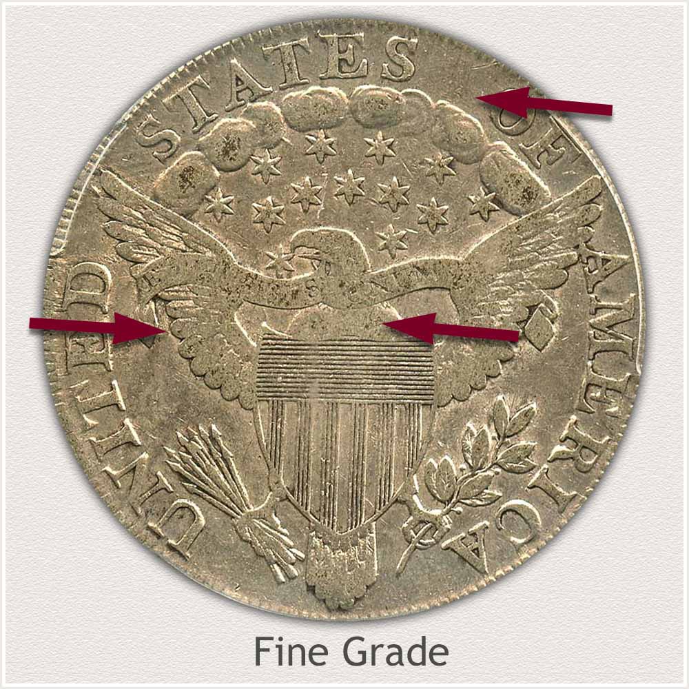 Reverse View: Fine Grade Draped Bust Silver Dollar