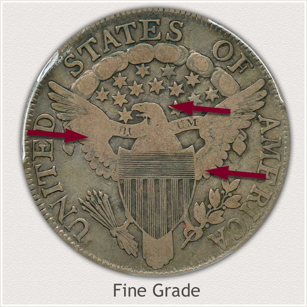 Reverse View: Fine Grade Draped Bust Half Dollar