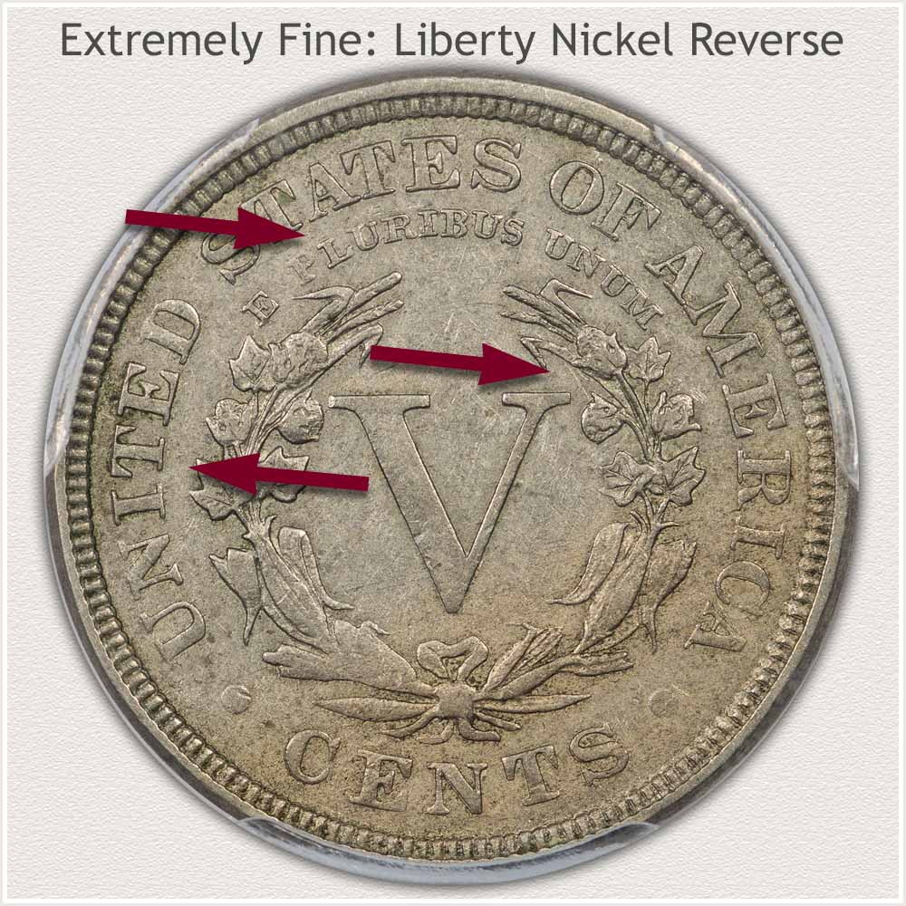The Reverse of an Extremely Fine Grade Liberty Nickel