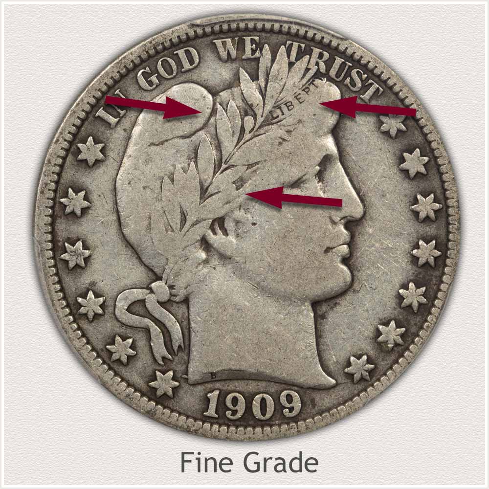Fine Grade 1909 Barber Half Dollar