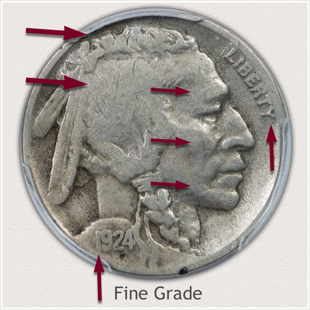 Obverse View of a Fine Grade Buffalo Nickel