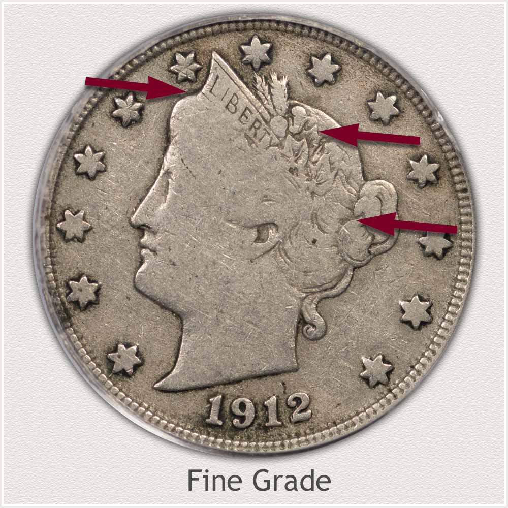 Obverse Fine Grade Liberty Nickel
