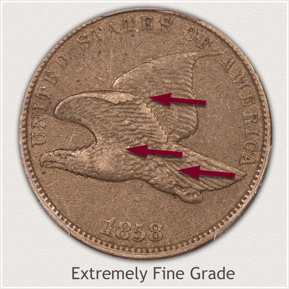 Obverse View: Extremely Fine Grade Flying Eagle Penny