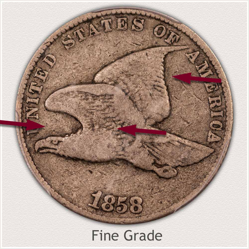 Obverse View: Fine Grade Flying Eagle Penny