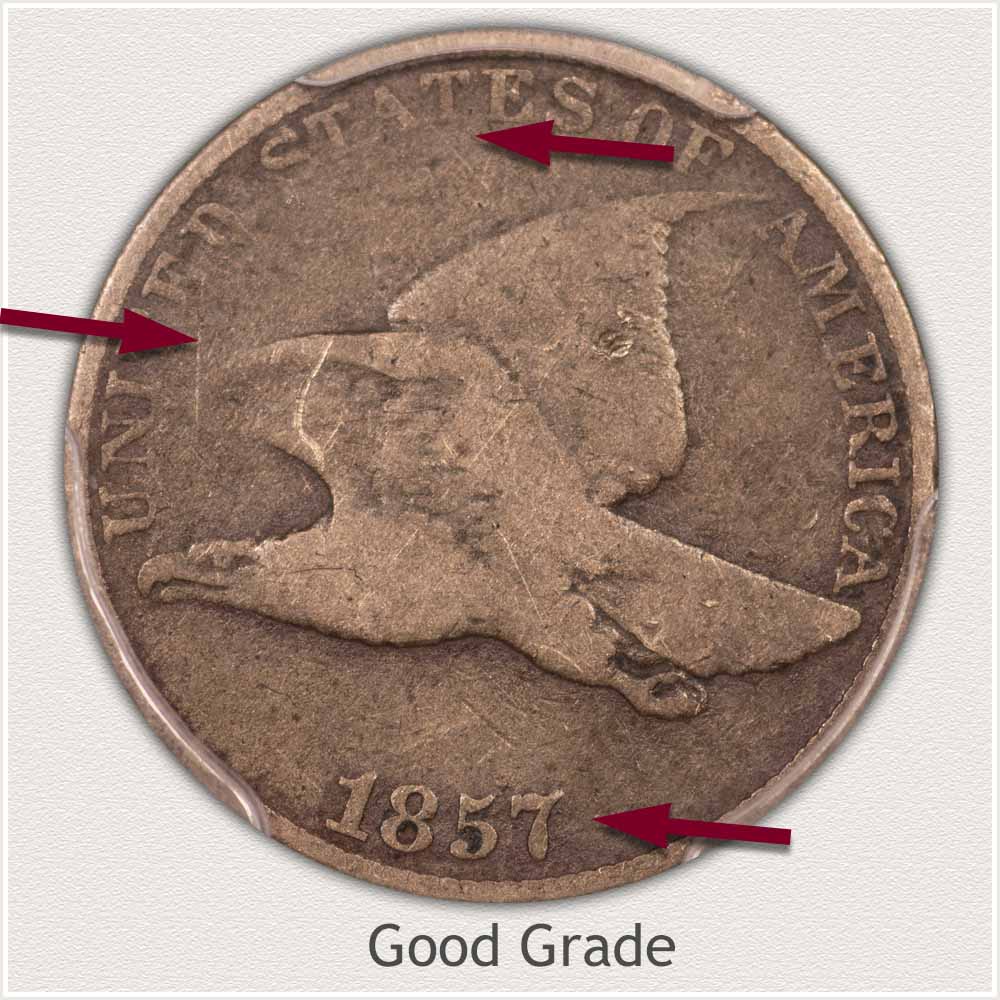 Obverse View: Good Grade Flying Eagle Penny