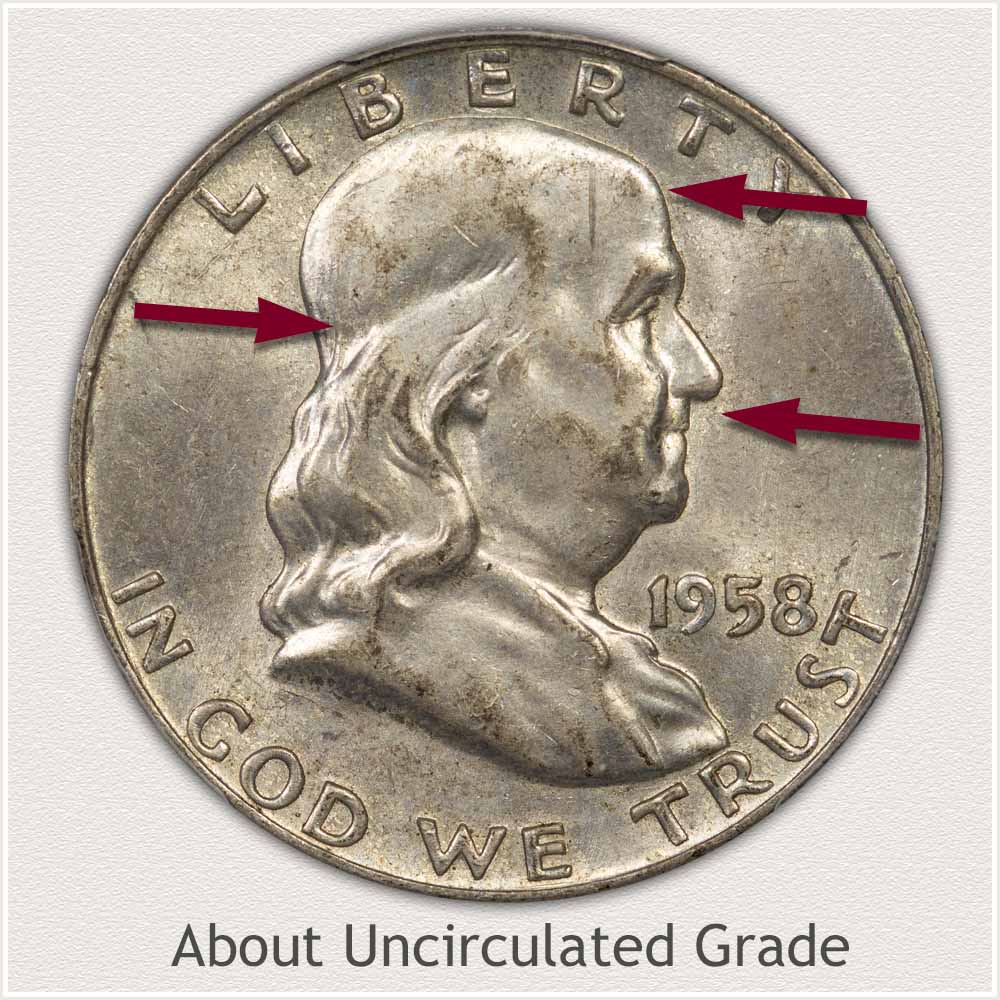 Obverse View: About Uncirculated Grade Franklin Half Dollar