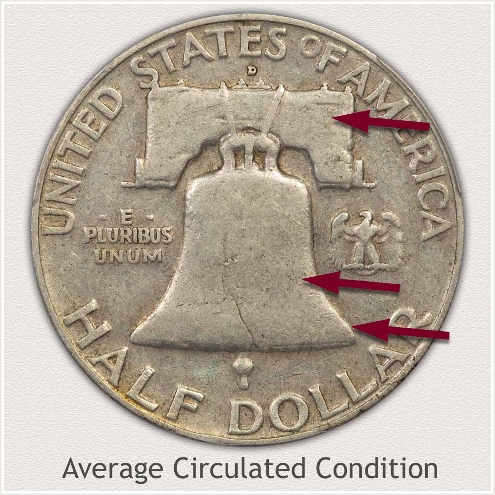 Reverse View: Average Circulation Condition Franklin Half Dollar