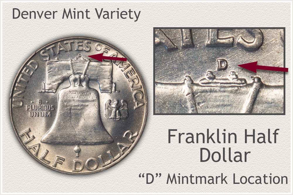 Franklin Half Dollar Struck at the Denver Mint