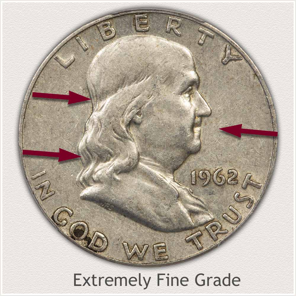 Obverse View: Extremely Fine Grade Franklin Half Dollar