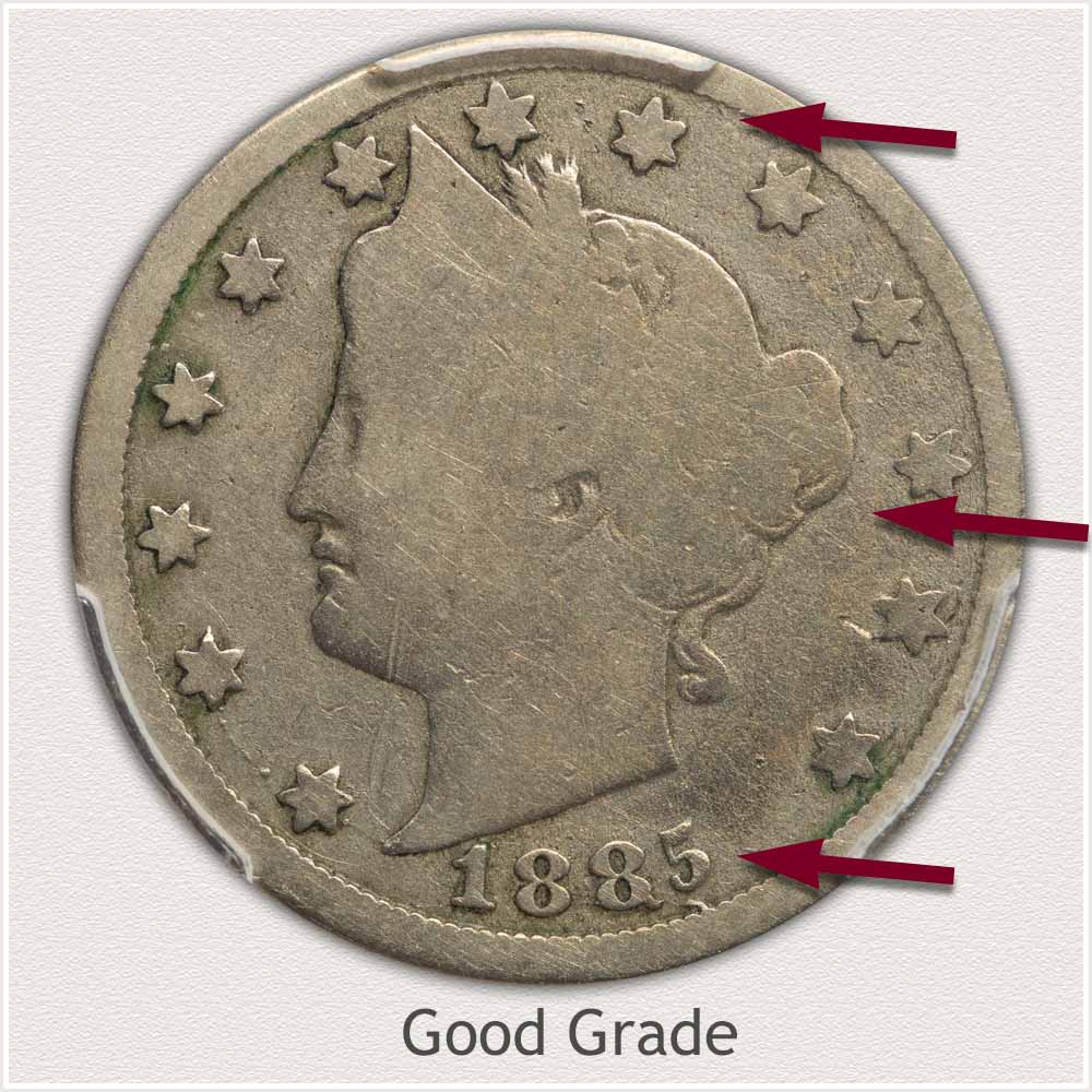 Good Grade 1885 Liberty Nickel
