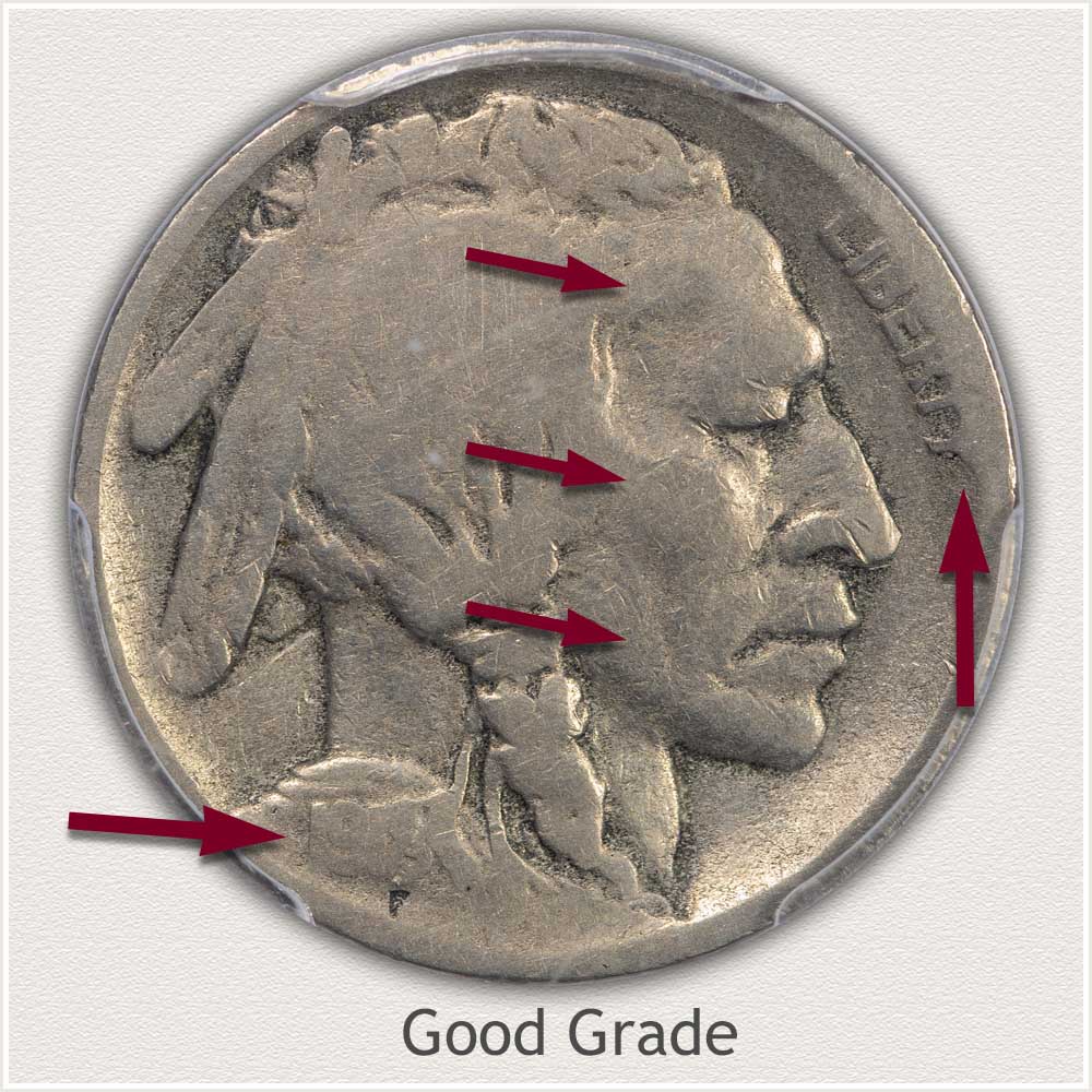 Close View of a Good Grade Buffalo Nickel