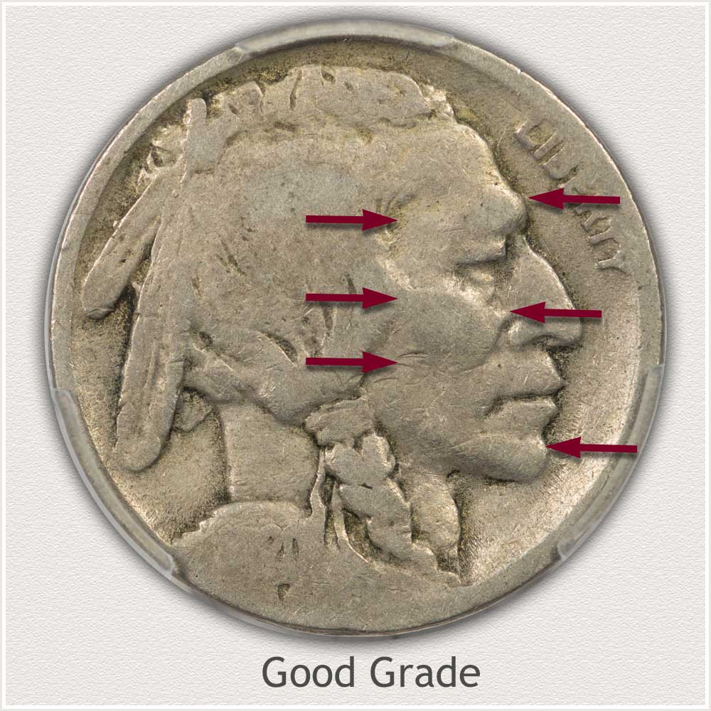 A Close Up View of a Good Grade Buffalo Nickel