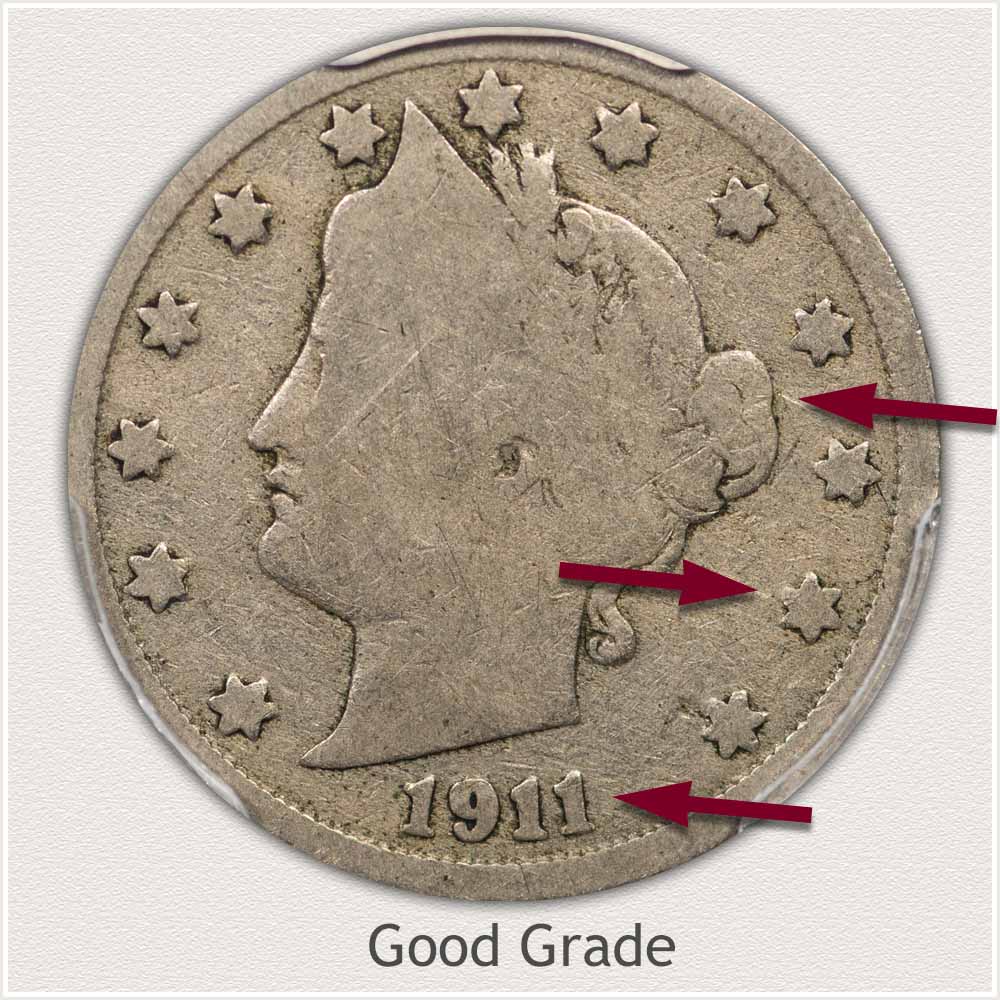 Good Grade 1911 Liberty Nickel