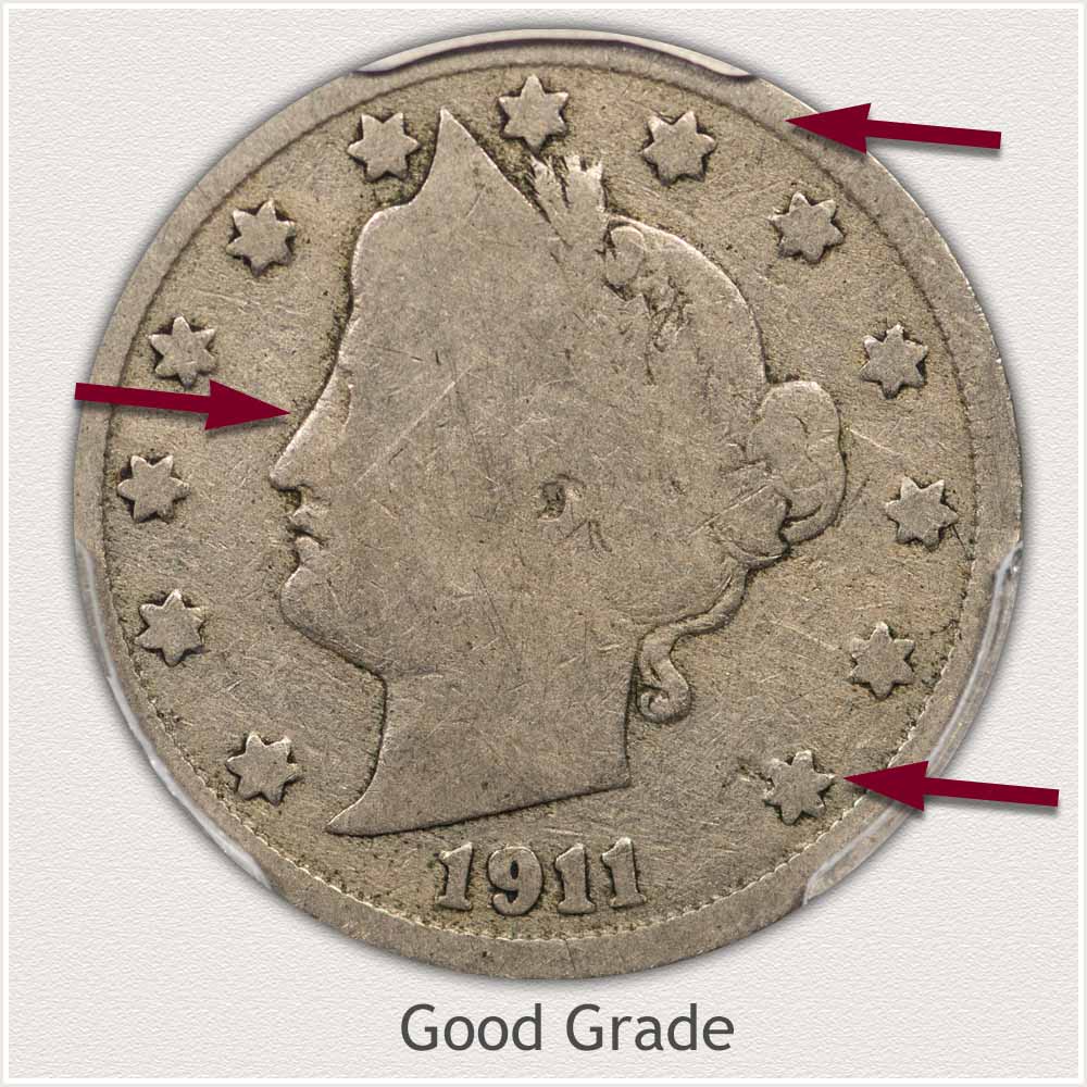 Obverse Good Grade Liberty Nickel