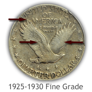 Grading Reverse Fine Condition 1925-1930 Standing Liberty Quarters