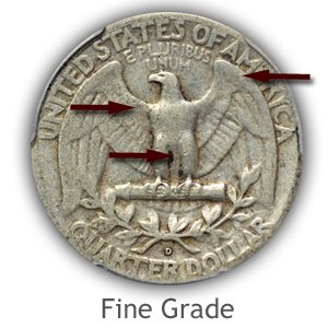 Grading Reverse Fine Condition Washington Quarter