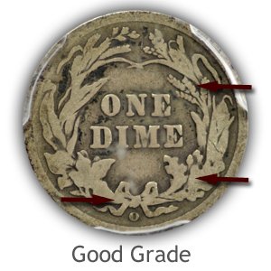 Grading Reverse Good Condition Barber Dimes