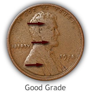 Grading Obverse Good Condition Lincoln Wheat Penny
