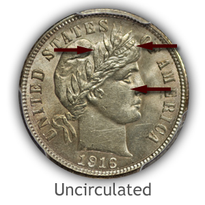 Grading Obverse Uncirculated Barber Dimes