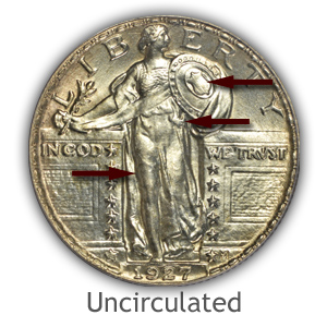 Grading Obverse Uncirculated Standing Liberty Quarters