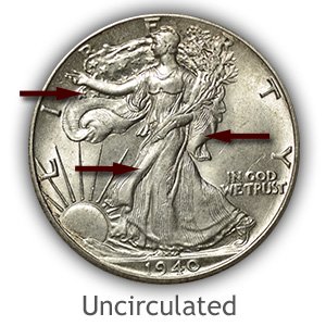 Grading Obverse Uncirculated Walking Liberty Half Dollar