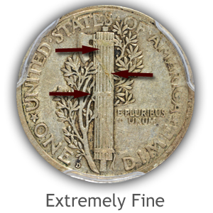 Grading Reverse Extremely Fine Mercury Dimes