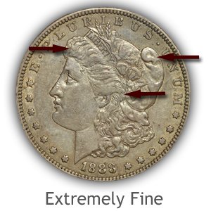 Grading Obverse Extremely Fine Morgan Silver Dollars