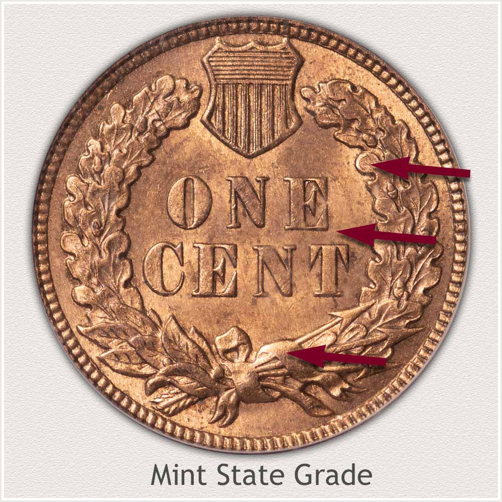 Reverse of Indian Penny in Mint State Grade 