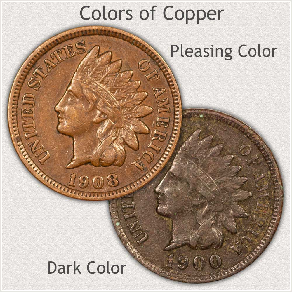 Nice Color vs Dark Color Indian Pennies