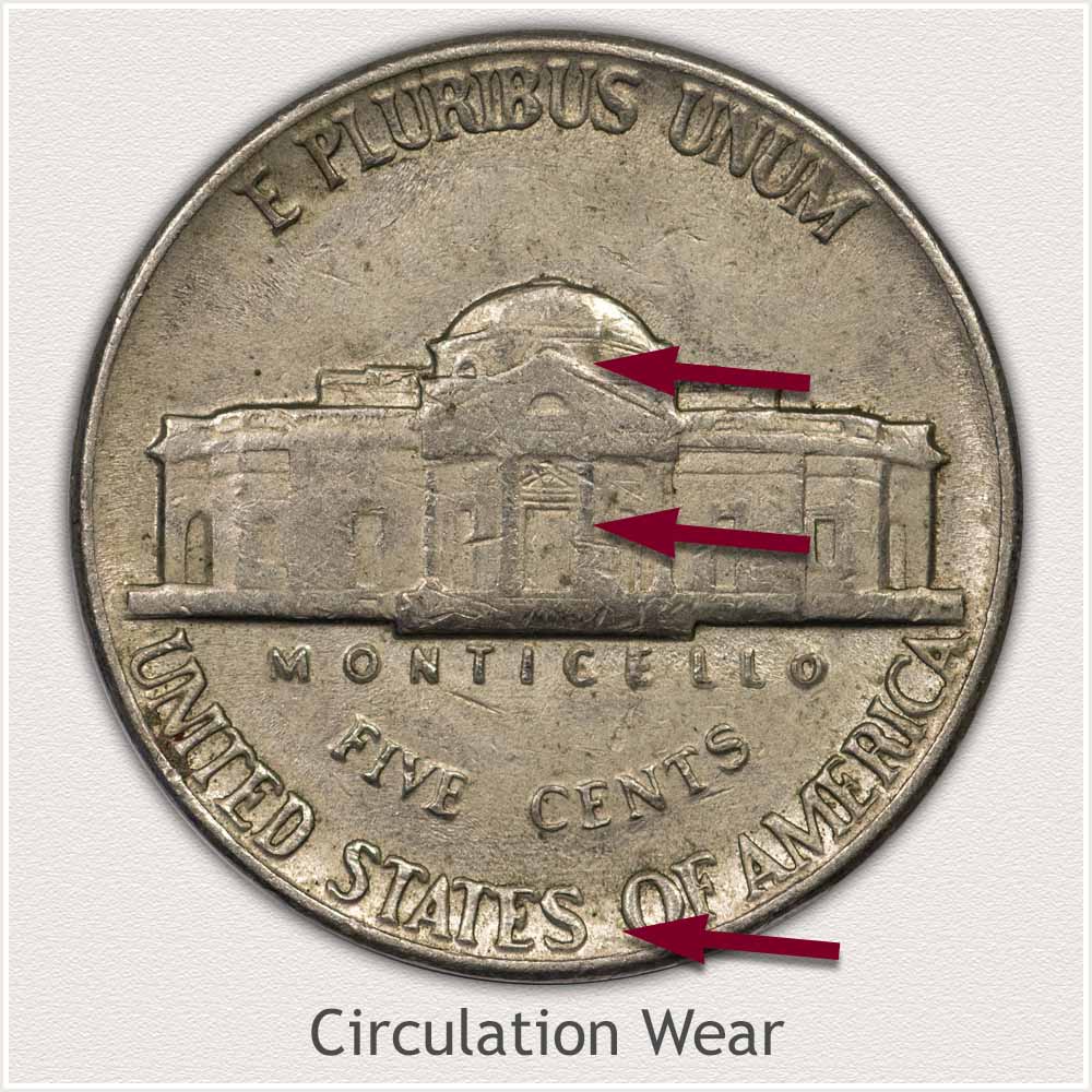Reverse View: Circulation Wear Jefferson Nickel