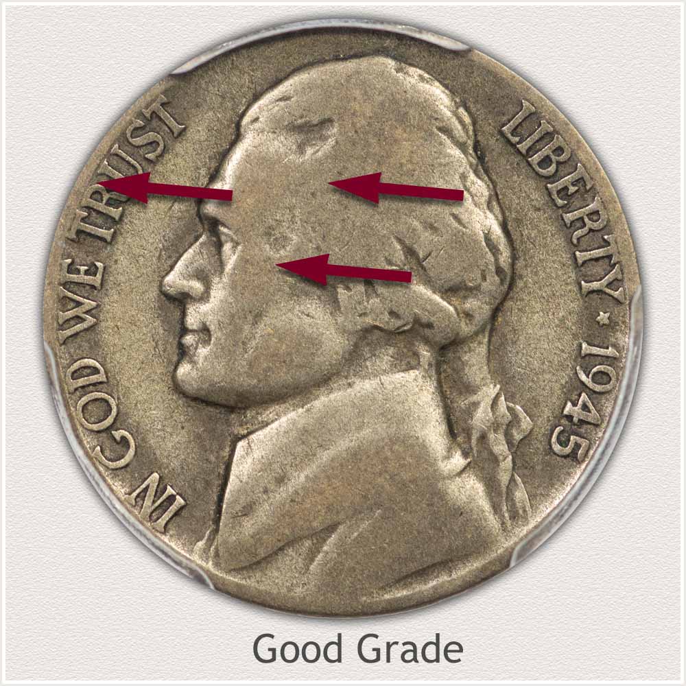 Obverse View: Good Grade Jefferson Nickel