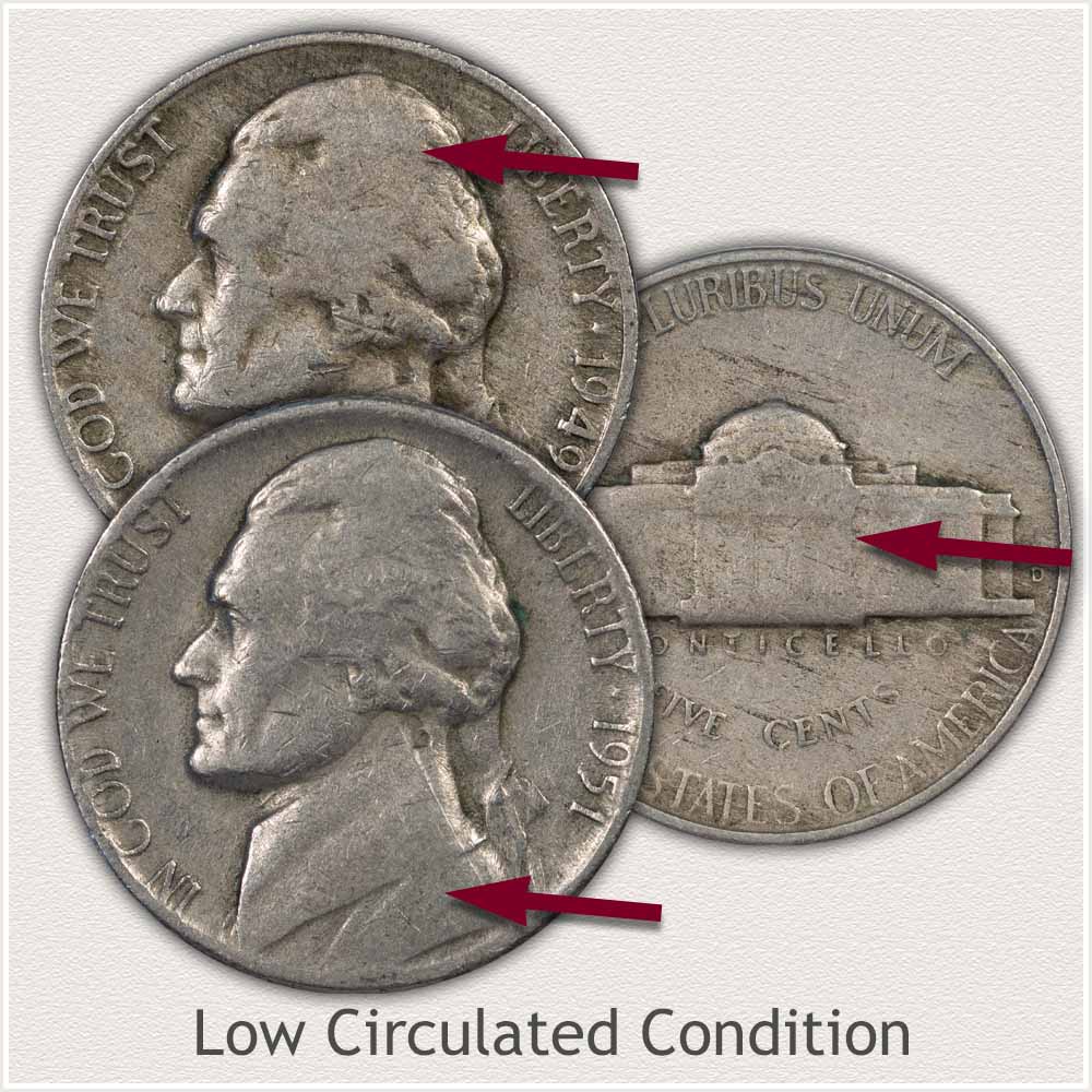 Jefferson Nickels in Low Circulated Condition