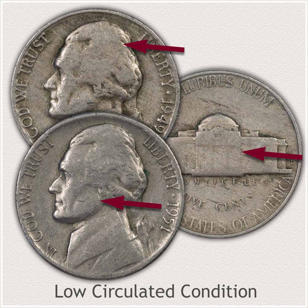 Jefferson Nickels in Low Circulated Condition