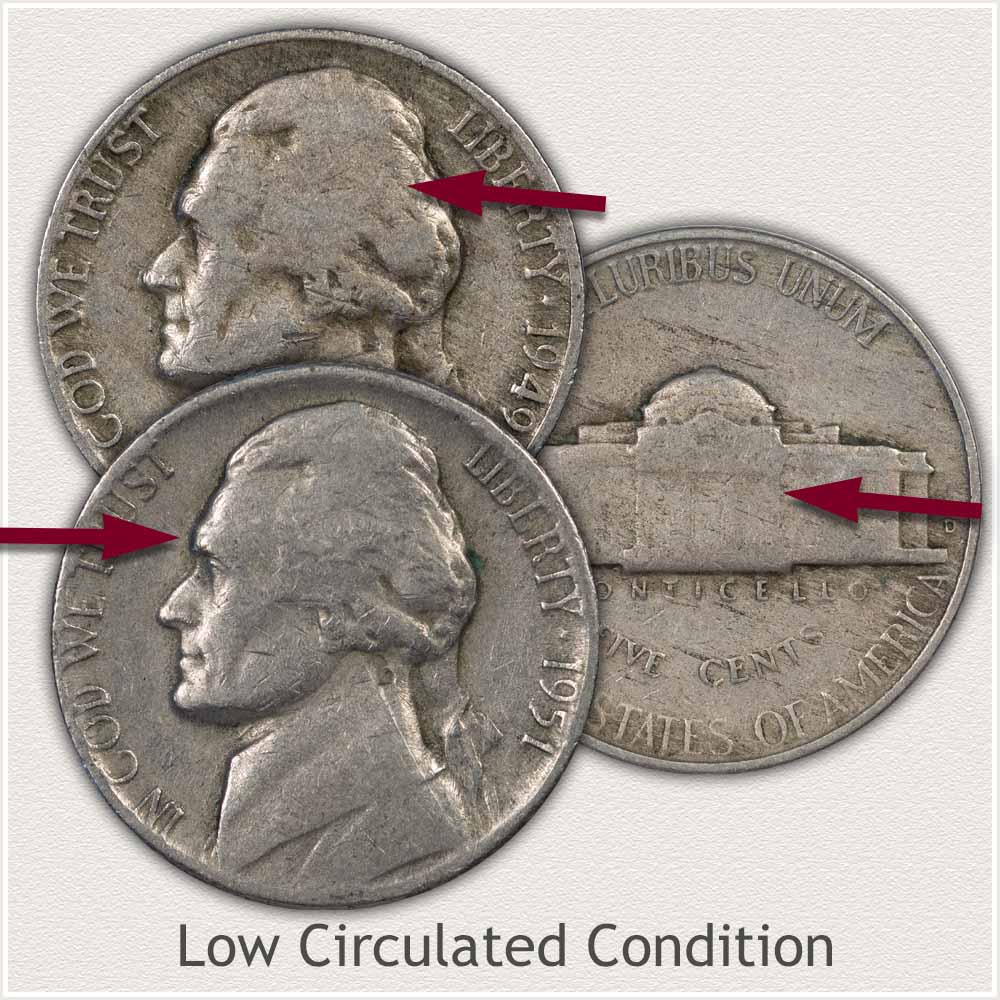 Jefferson Nickels in Low Circulated Condition