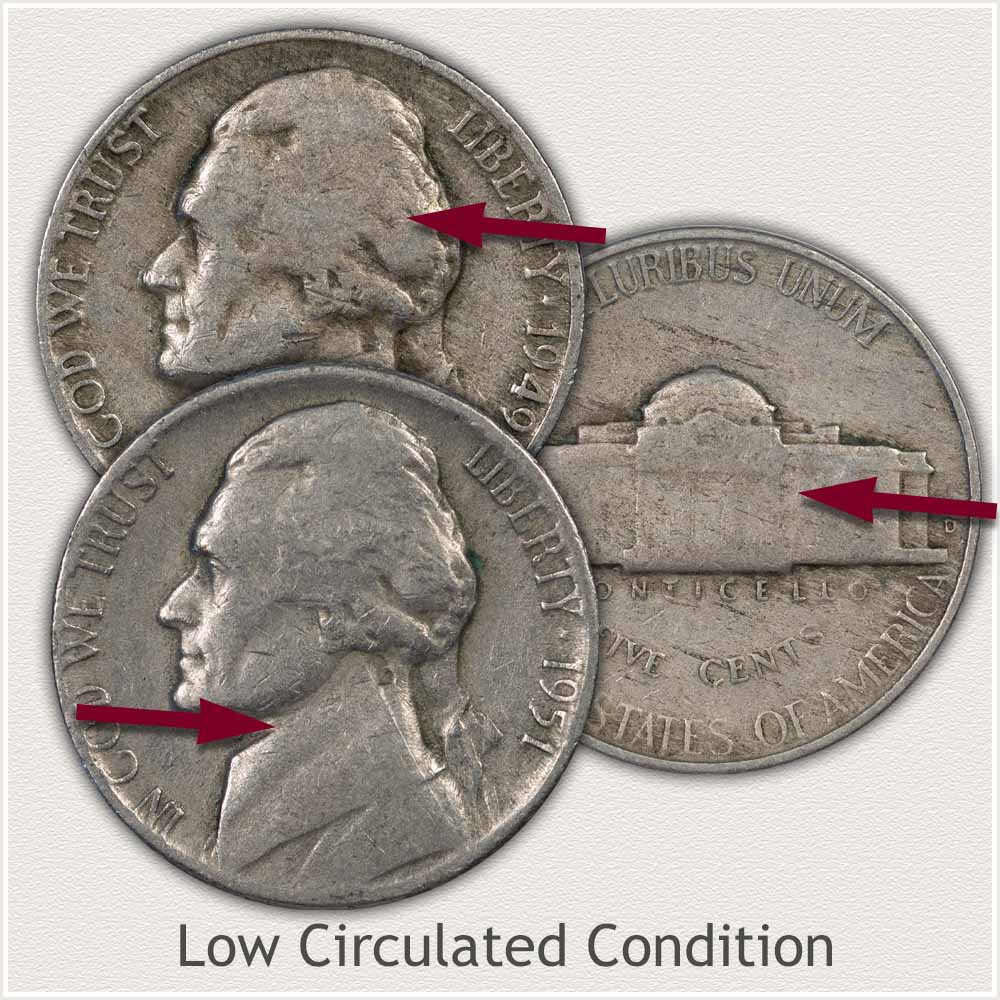 Jefferson Nickels in Low Circulated Condition
