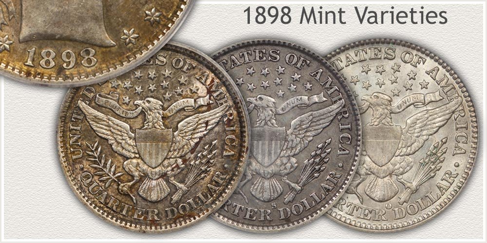 Mint Varieties of 1898 Barber Quarters