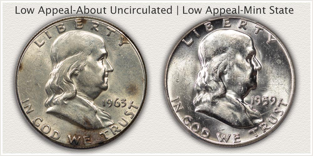 Two Franklin Half Dollars with Less Appealing Surfaces